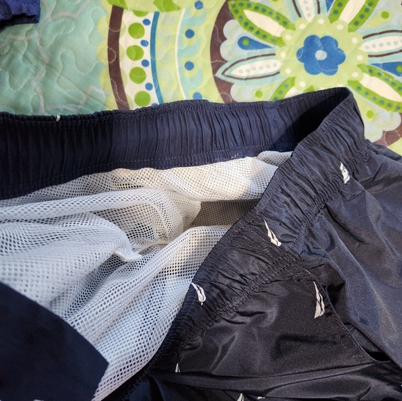 Nautica Navy Blue Swim Shorts with Sailboat Print - Picture 6 of 9